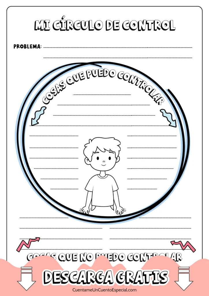 Hoja de trabajo para niños Circulo de Control, disponible para descarga gratis